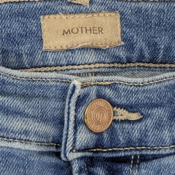 Mother The Mid Rise Dazzler Ankle Fray High Waisted Jeans Blue Raw Hem Womens 27 - Picture 3 of 11